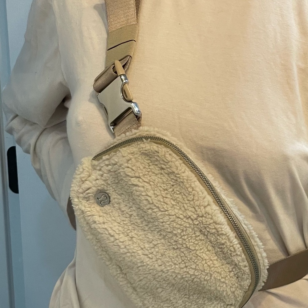 Cream Sherpa Crossbody Bag